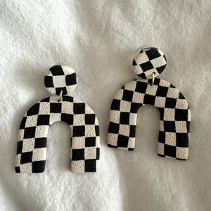 Cute black and white checkered earrings